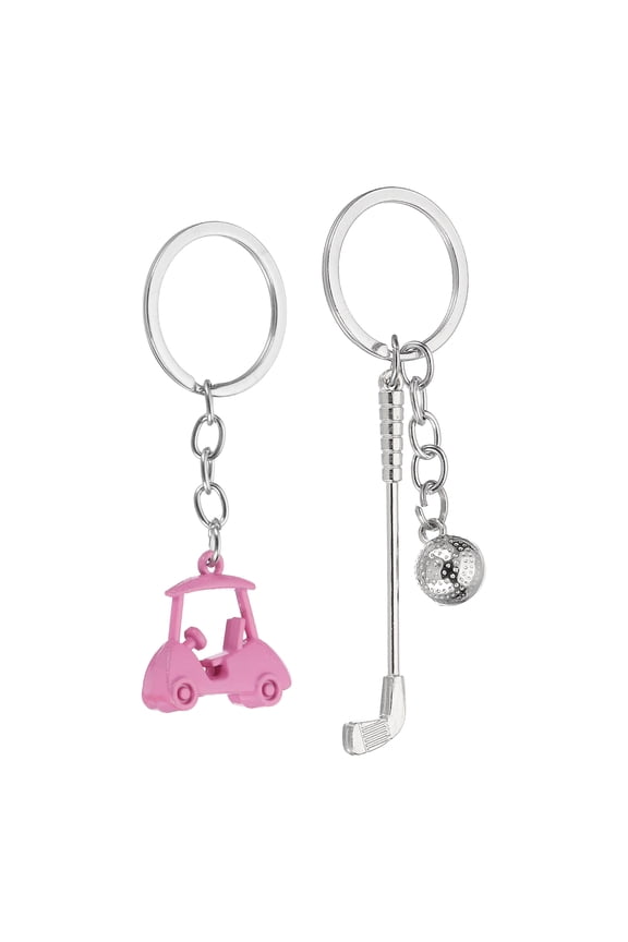 Golf Cart Keychain, Mini Cute Golf Ball Key Chain Sport Pendant Key Ring Bag Backpack Decor Pink