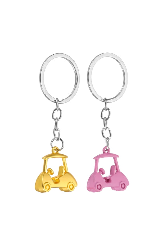 Golf Cart Keychain, Mini Cute Golf Keys Chain Sport Pendant Key Ring Bag Backpack Decor Pink/Gold