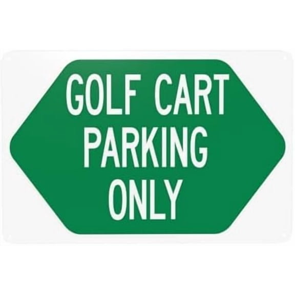 Golf Cart Parking Only With Bidirectional Arrow Warning Sign, Private Property Metal Signs for Home Business Garage Street Wall Caution Custom Decor 12 x 8 Inch