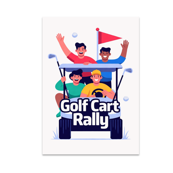 Golf Cart Rally Fun Design - Golf Enthusiast - 13x19 Poster Print