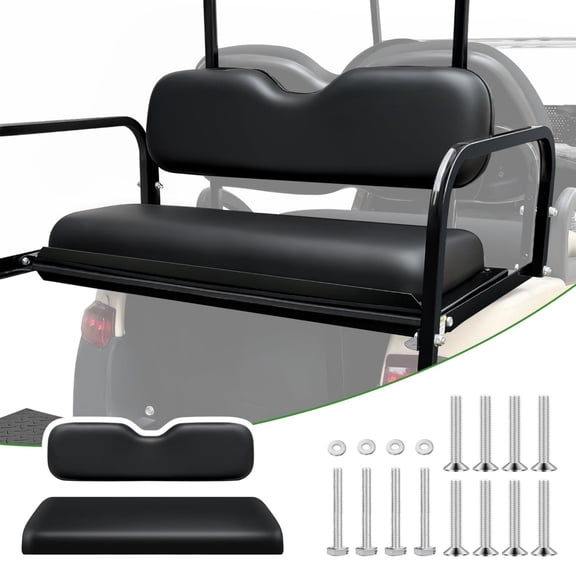 Universal Golf Cart Rear Seat Replacement Cushion for EZGO TXT/Club Car/Yamaha Golf Cart Back Seat Cushion Set, Black