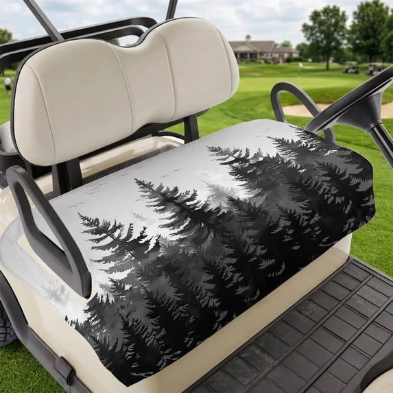 Golf Cart Seat Covers for 2 Seater,Black Mist Forest Microfiber Cart Seat Towel Blanket,Retro Country Watercolor Tree Scenery Absorbent NonSlip Bench Seats Protector for Golf Course 51"x31"