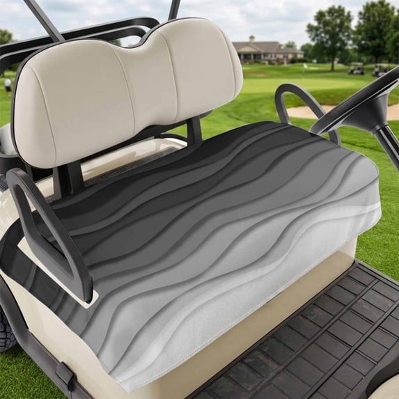 Golf Cart Seat Covers for 2 Seater,Black Ombre Stripes Microfiber Cart Seat Towel Blanket,Modern Abstract Sea Waves Spray Art Absorbent NonSlip Bench Seats Protector for Golf Course 51"x31"