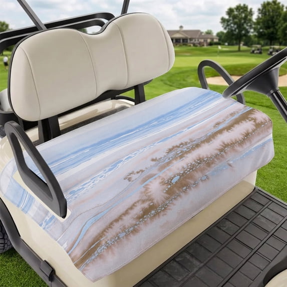 Golf Cart Seat Covers for 2 Seater,Blue Brown Ombre Microfiber Cart Seat Towel Blanket,Abstract Modern Art Fluid Striped Absorbent Breathable Non Slip Bench Seats Protector for Golf Course 51"x31"