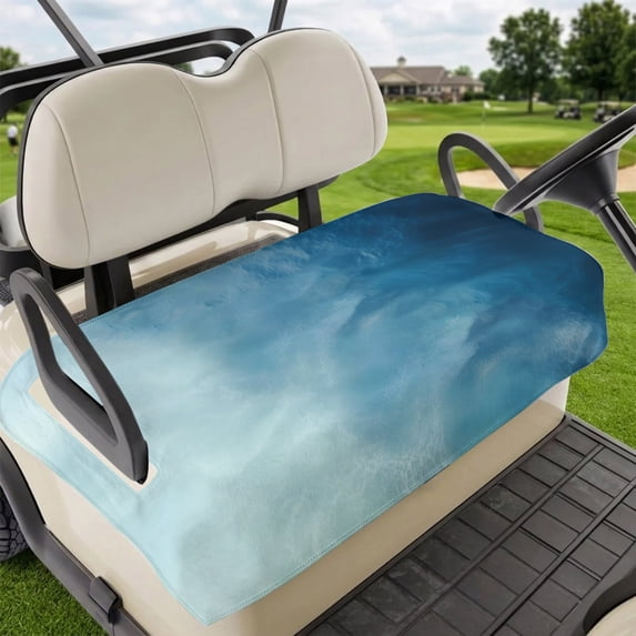 Golf Cart Seat Covers for 2 Seater, Blue Ombre Soft Microfiber Cart Seat Towel Blanket, Coastal Beach Modern Abstract Art Absorbent Breathable Non Slip Bench Seats Protector for Golf Course 51"x31"