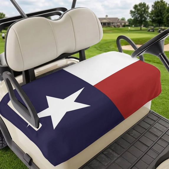 Golf Cart Seat Covers for 2 Seater,Blue Red White Texas Flag with Star Microfiber Cart Seat Towel Blanket,Minimalistic Geometric Stripe Absorbent NonSlip Bench Seats Protector for Golf Course 51"x31"