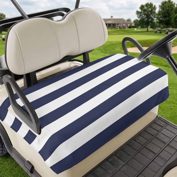Golf Cart Seat Covers for 2 Seater, Blue Stripes Soft Microfiber Cart Seat Towel Blanket, Simple Blue White Texture Absorbent Breathable Non Slip Bench Seats Protector for Golf Course 51"x31"