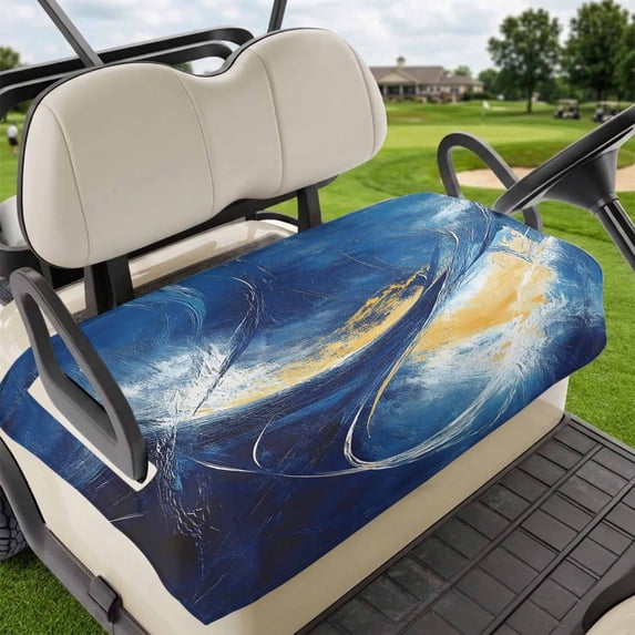 Golf Cart Seat Covers for 2 Seater, Blue Yellow Abstract Soft Microfiber Cart Seat Towel Blanket, Modern Oil Painting Art Absorbent Breathable Non Slip Bench Seats Protector for Golf Course 51"x31"