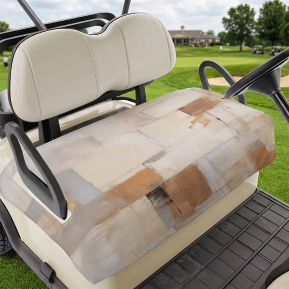 Golf Cart Seat Covers for 2 Seater, Brown Geometric Soft Microfiber Cart Seat Towel Blanket, Modern Oil Painting Abstract Absorbent Breathable Non Slip Bench Seats Protector for Golf Course 51"x31"