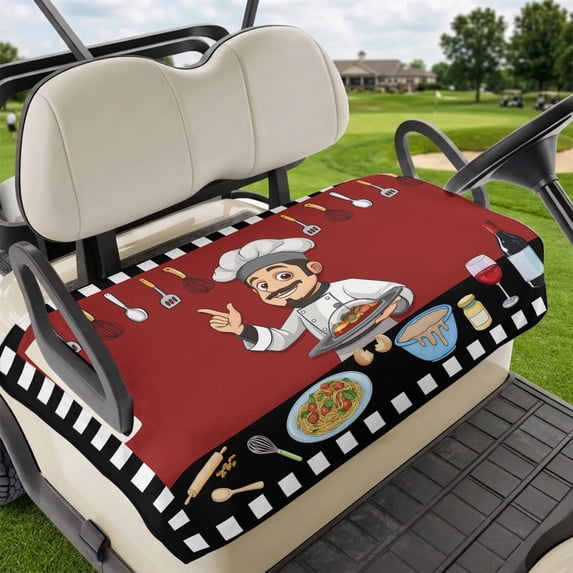 Golf Cart Seat Covers for 2 Seater,Cheg Red Microfiber Cart Seat Towel Blanket,Black White Check Buffalo Plaid Grid Lattice Absorbent Breathable Non Slip Bench Seats Protector for Golf Course 51"x31"