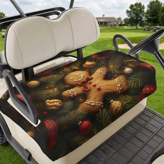 Golf Cart Seat Covers for 2 Seater,Christmas Soft Microfiber Cart Seat Towel Blanket,Pine Branch Red Golden Christmas Balls Absorbent Breathable Non Slip Bench Seats Protector for Golf Course 51"x31"
