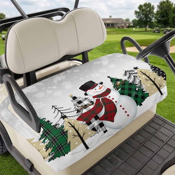 Golf Cart Seat Covers for 2 Seater, Christmas Soft Microfiber Cart Seat Towel Blanket, Winter Snowflake Snowman Pine Tree Absorbent Breathable Non Slip Bench Seats Protector for Golf Course 51"x31"