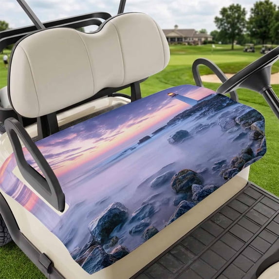 Golf Cart Seat Covers for 2 Seater, Coastal Soft Microfiber Cart Seat Towel Blanket, Summer Beach Ocean Nautical Absorbent Breathable Non Slip Bench Seats Protector for Golf Course 51"x31"