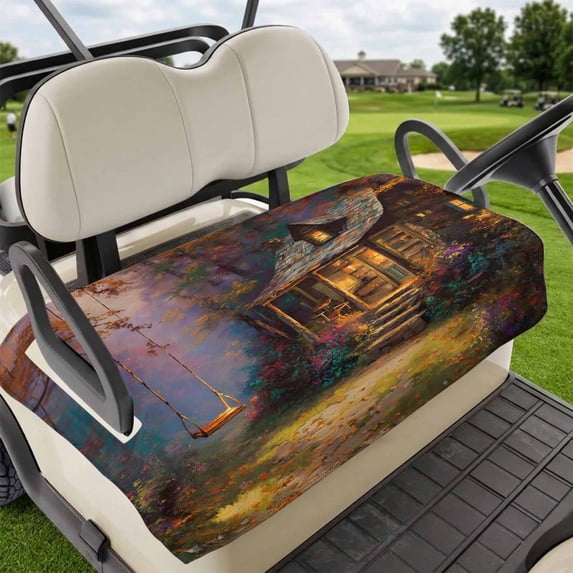 Golf Cart Seat Covers for 2 Seater,Country Forest Microfiber Cart Seat Towel Blanket,Farmhouse Nature Trees Cabin Starry Sky Absorbent Breathable NonSlip Bench Seats Protector for Golf Course 51"x31"