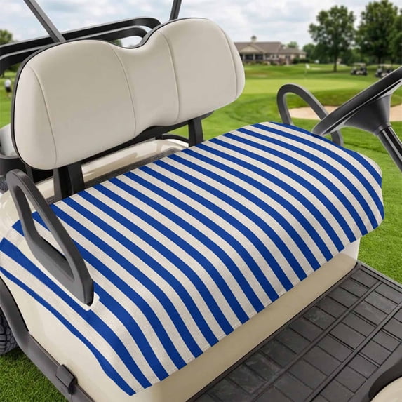 Golf Cart Seat Covers for 2 Seater,Dark Blue Striped Soft Microfiber Cart Seat Towel Blanket,Modern Beige Geometric Country Absorbent Breathable Non Slip Bench Seats Protector for Golf Course 51"x31"