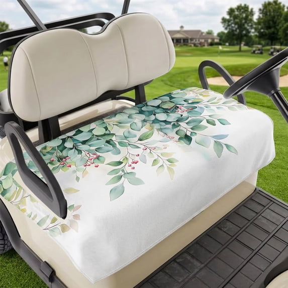 Golf Cart Seat Covers for 2 Seater,Eucalyptus Microfiber Cart Seat Towel Blanket,Leaf Branch Nature Fruit Spring Summer Absorbent Breathable Non Slip Bench Seats Protector for Golf Course 51"x31"