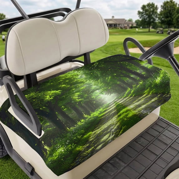 Golf Cart Seat Covers for 2 Seater,Green Trees Microfiber Cart Seat Towel Blanket,Forest Art Decor Spring Summer Nature Leaf Absorbent Breathable NonSlip Bench Seats Protector for Golf Course 51"x31"