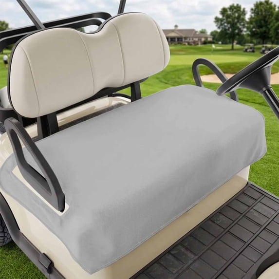 Golf Cart Seat Covers for 2 Seater, Grey Soft Microfiber Cart Seat Towel Blanket, Modern Pure Gray Absorbent Breathable Non Slip Bench Seats Protector for Golf Course 51"x31"