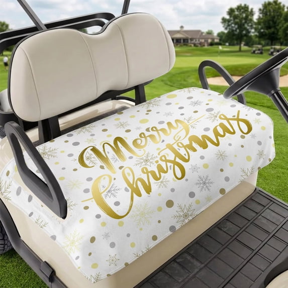 Golf Cart Seat Covers for 2 Seater,Merry Christmas Microfiber Cart Seat Towel Blanket,Xmas Snowflakes Polka Dot Winter New Year Absorbent NonSlip Bench Seats Protector for Golf Course 51"x31"