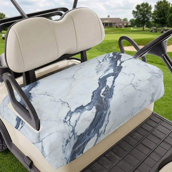 Golf Cart Seat Covers for 2 Seater,Modern Gray White Microfiber Cart Seat Towel Blanket,Abstract Geometric Marble Patterns Absorbent Breathable Non Slip Bench Seats Protector for Golf Course 51"x31"