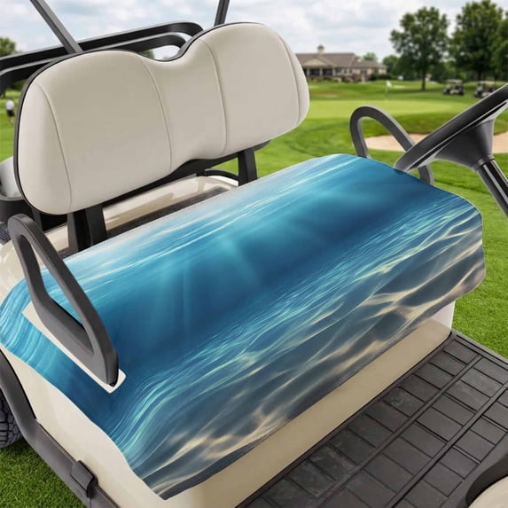 Golf Cart Seat Covers for 2 Seater,Ocean Blue Microfiber Cart Seat Towel Blanket,Underwater Sun Light Coastal Sea Scenery Absorbent Breathable Non Slip Bench Seats Protector for Golf Course 51"x31"