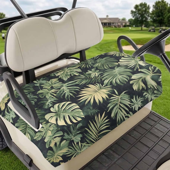 Golf Cart Seat Covers for 2 Seater,Palm Tree Leaves Soft Microfiber Cart Seat Towel Blanket,Summer Tropical Green Botanical Absorbent Breathable Non Slip Bench Seats Protector for Golf Course 51"x31"