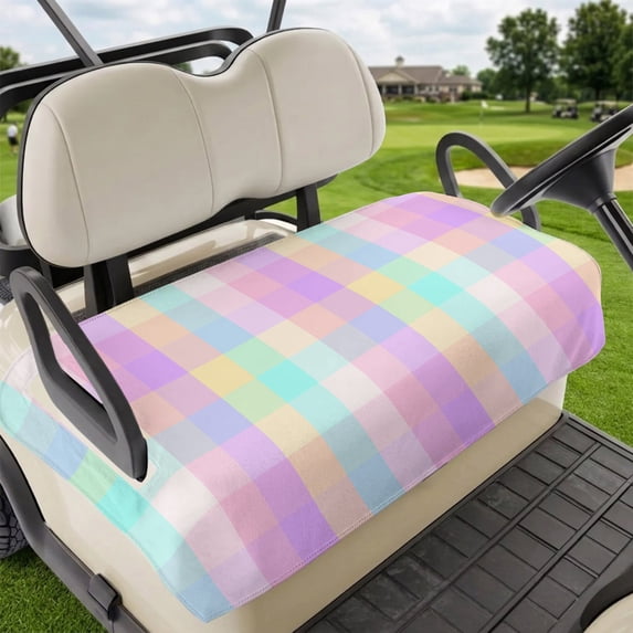 Golf Cart Seat Covers for 2 Seater,Pink Blue Microfiber Cart Seat Towel Blanket,Buffalo Plaid Checker Modern Gingham Lattice Absorbent Breathable NonSlip Bench Seats Protector for Golf Course 51"x31"