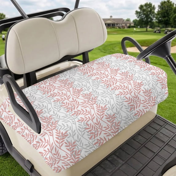 Golf Cart Seat Covers for 2 Seater,Pink Gray Botanical Microfiber Cart Seat Towel Blanket,Pastoral Spring Summer Leaf Aesthetics Absorbent NonSlip Bench Seats Protector for Golf Course 51"x31"