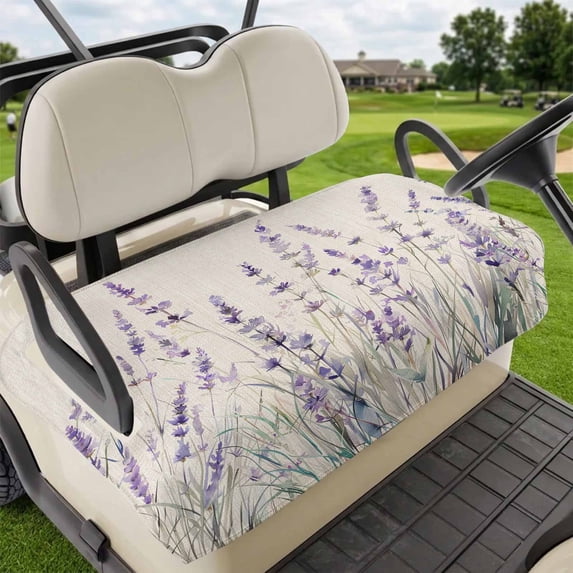 Golf Cart Seat Covers for 2 Seater,Purple Spring Floral Microfiber Cart Seat Towel Blanket,Summer Flowers Botanical Rustic Absorbent Breathable Non Slip Bench Seats Protector for Golf Course 51"x31"