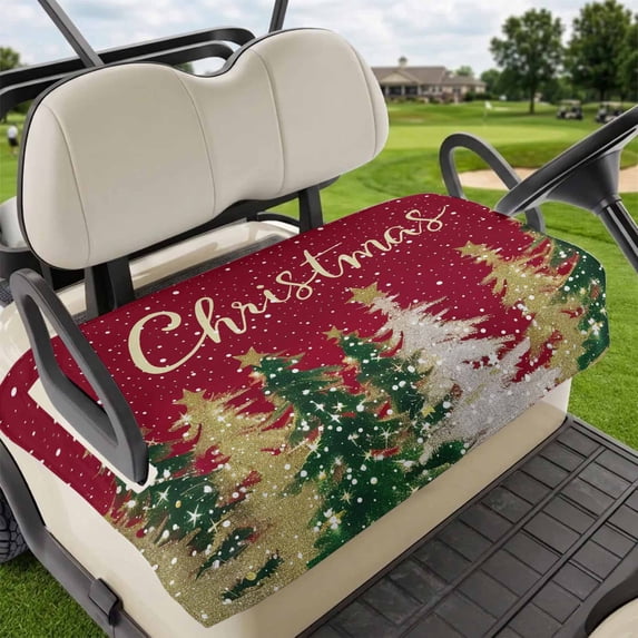 Golf Cart Seat Covers for 2 Seater,Red Christmas Tree Microfiber Cart Seat Towel Blanket,Green Yellow Gray Xmas Tree Snowflake Absorbent NonSlip Bench Seats Protector for Golf Course 51"x31"