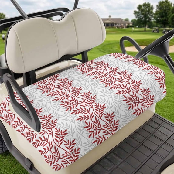 Golf Cart Seat Covers for 2 Seater,Red Gray Botanical Microfiber Cart Seat Towel Blanket,Pastoral Spring Summer Leaf Aesthetics Absorbent NonSlip Bench Seats Protector for Golf Course 51"x31"