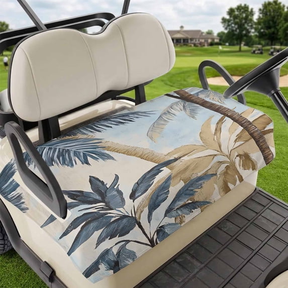 Golf Cart Seat Covers for 2 Seater,Retro Palm Trees Microfiber Cart Seat Towel Blanket,Summer Botanical Vintage Watercolor Absorbent Breathable Non Slip Bench Seats Protector for Golf Course 51"x31"
