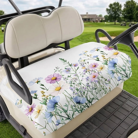 Golf Cart Seat Covers for 2 Seater, Spring Floral Soft Microfiber Cart Seat Towel Blanket, Country Spring Floral Botanical Absorbent Breathable Non Slip Bench Seats Protector for Golf Course 51"x31"
