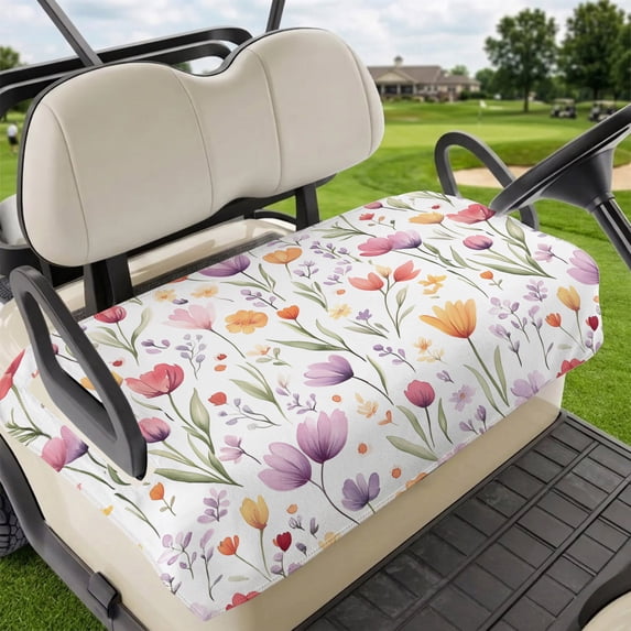 Golf Cart Seat Covers for 2 Seater,Spring Tulip Flower Microfiber Cart Seat Towel Blanket,Watercolor Spring Garden Fruit Leaf Absorbent NonSlip Bench Seats Protector for Golf Course 51"x31"