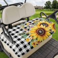 thumbnail image 1 of Golf Cart Seat Covers for 2 Seater,Sunflower Plaid Microfiber Cart Seat Towel Blanket,Black White Checkered Yellow Floral Absorbent Breathable Non Slip Bench Seats Protector for Golf Course 51"x31", 1 of 9