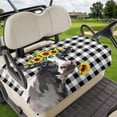 thumbnail image 1 of Golf Cart Seat Covers for 2 Seater, Sunflowers Cow Soft Microfiber Cart Seat Towel Blanket, Farm Animal Black Buffalo Plaid Absorbent Breathable Non Slip Bench Seats Protector for Golf Course 51"x31", 1 of 9