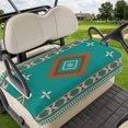 thumbnail image 1 of Golf Cart Seat Covers for 2 Seater,Teal Brown Boho Microfiber Cart Seat Towel Blanket,Abstract Aztec Tribe Ethnic Geometric Absorbent Breathable Non Slip Bench Seats Protector for Golf Course 51"x31", 1 of 9
