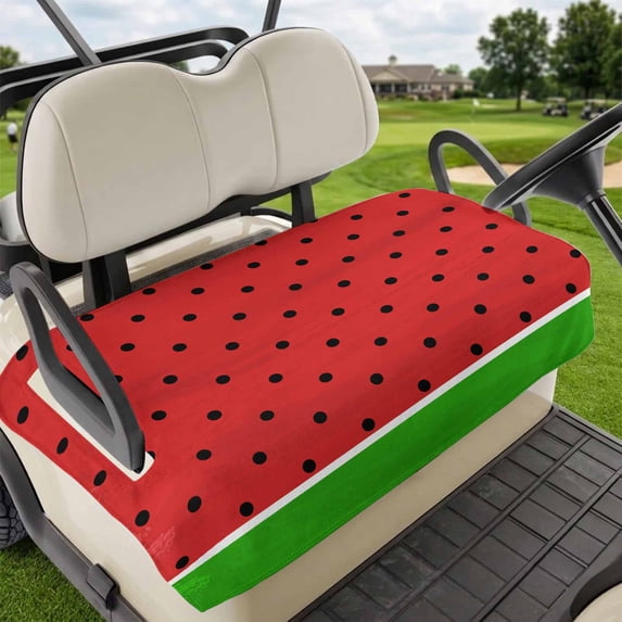 Golf Cart Seat Covers for 2 Seater,Watermelon Soft Microfiber Cart Seat Towel Blanket,Black Polka Dots Green Summer Fruits Absorbent Breathable Non Slip Bench Seats Protector for Golf Course 51"x31"