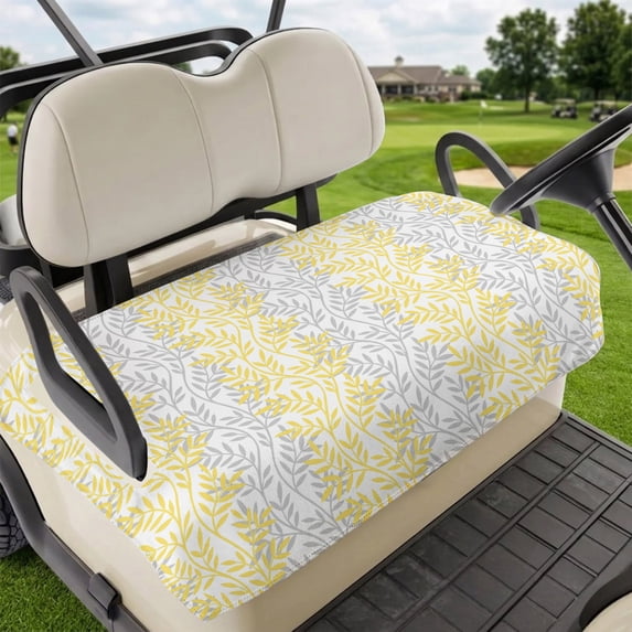 Golf Cart Seat Covers for 2 Seater,Yellow Grey Botanical Microfiber Cart Seat Towel Blanket,Pastoral Spring Summer Leaf Aesthetics Absorbent NonSlip Bench Seats Protector for Golf Course 51"x31"