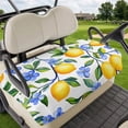 thumbnail image 1 of Golf Cart Seat Covers for 2 Seater,Yellow Lemon Microfiber Cart Seat Towel Blanket,Blue Flower Botanical Blossom Motif Spring Absorbent NonSlip Bench Seats Protector for Golf Course 51"x31", 1 of 9
