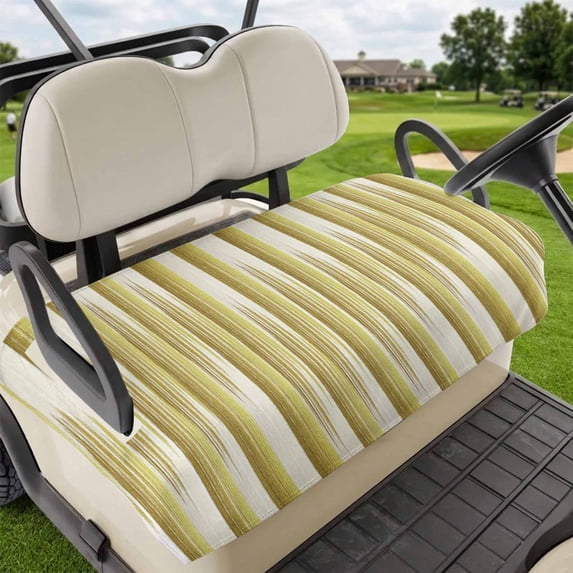 Golf Cart Seat Covers for 2 Seater, Yellow Striped Soft Microfiber Cart Seat Towel Blanket, Modern Abstract Art Absorbent Breathable Non Slip Bench Seats Protector for Golf Course 51"x31"