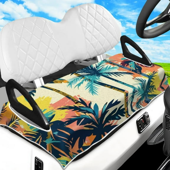 Golf Cart Seat Covers Towel Colorful Coconut Trees 100% Microfiber 51"x31" Golf Cart Seat Blanket Cushions Golf Accessories Universal Compatible with EZGO Yamaha Club Car 2-Seat Golf Carts for DIY