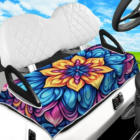 Golf Cart Seat Covers Towel Mandala Pattern 100% Microfiber 51"x31" Golf Cart Seat Blanket Cushions Golf Accessories Universal Compatible with EZGO Yamaha Club Car 2-Seat Golf Carts