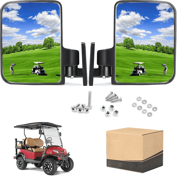 Golf Cart Side Mirrors Compatible with Yamaha Club Car EZGO and Others Round or Square Tube Golf Cart Roof Bracket  No-drilling Required