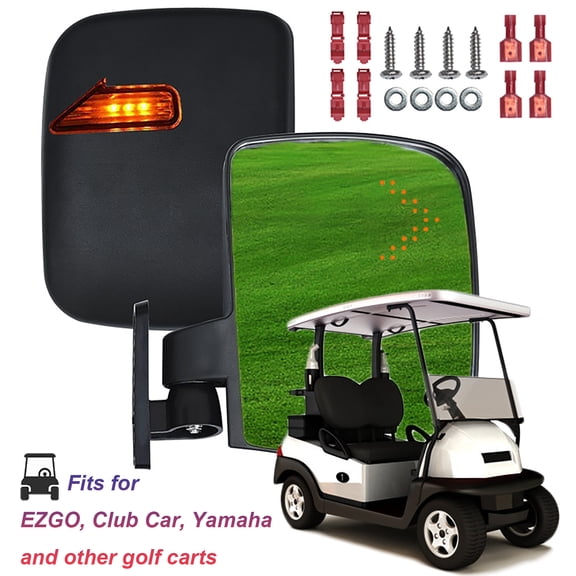 Golf Cart Side Mirrors with LED Turn Signal Lights Adjustable Rear View Mirrors Fit for Club Car EZGO Yamaha Golf Cart