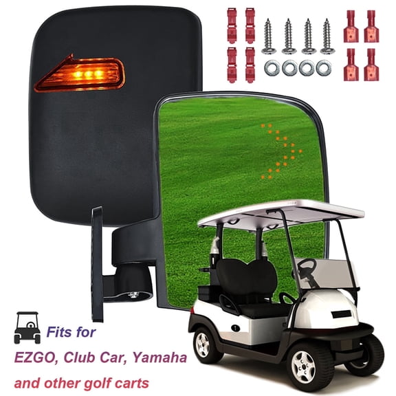 Golf Cart Side Mirrors Universal Golf Cart Rear View Mirrors with LED Turn Signal Light for Club Car EZGO Yamaha Golf Cart Mirror Side Rear View Mirror Golf Cart Accessories