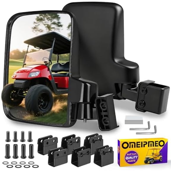 Golf Cart Side Rear View Mirrors  No Drilling Universal Fit for  EZGO YAMAHA, Folding Design with Multi-Size Clips, HD Shatterproof Glass & Anti-Shudder Durability