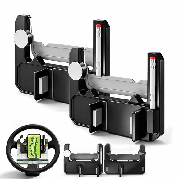 Golf Cart Steering Wheel Phone Holder-360° Adjustable, Flip Up Golf Steering Wheel Phone Mount with Scorecard Slot, Compatible with Club Car/EZGO/Yamaha Models, Phone Mount for iPhone Android