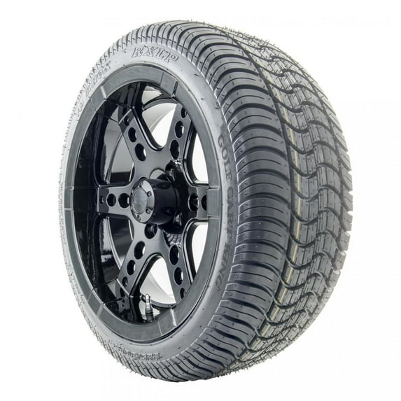 Golf Cart Wheels and Tires - 14" RHOX RX262 Black w/ Low Pro Tires - Set of 4