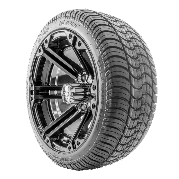 Golf Cart Wheels and Tires - 14" RHOX SS RX354 Black w/ Low Pro Tires - Set of 4